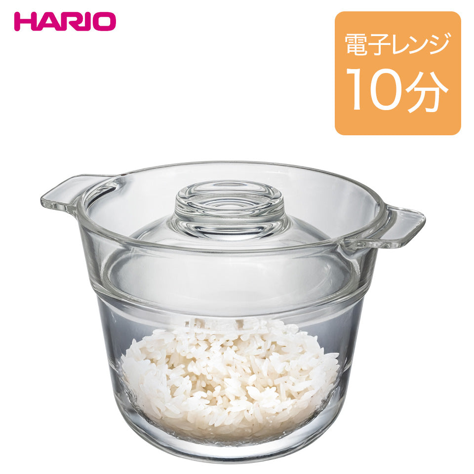 HARIO 電子レンジ用 炊飯器 一膳屋 一人暮らし ガラス製 0.5合 1合