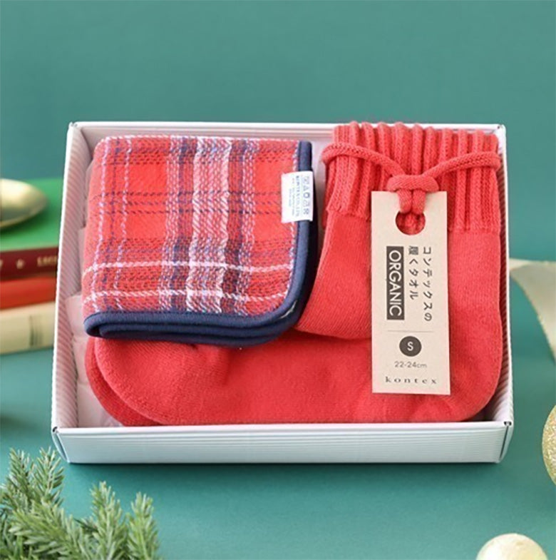 オーガニックコットン靴下&今治タオルハンカチ ギフトセット