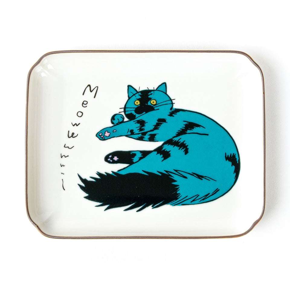 ネコジェラシー 長角皿 猫柄 ねこ 九谷焼 KUTANI SEAL クタニシール