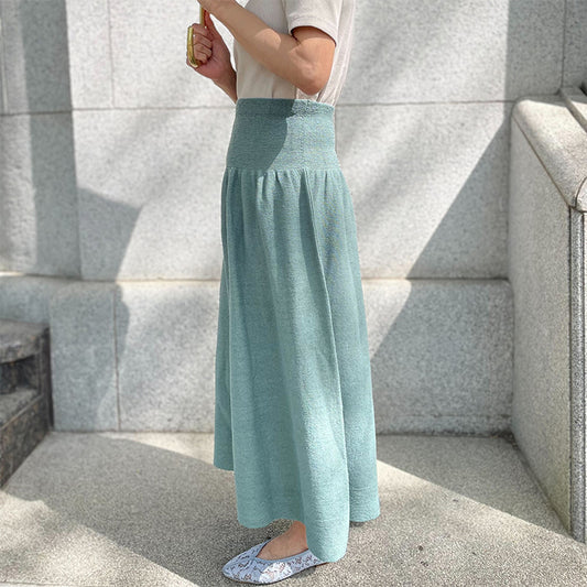 のびるニットスカート ロング 麻 春夏 五泉ニット マタニティにもおすすめ