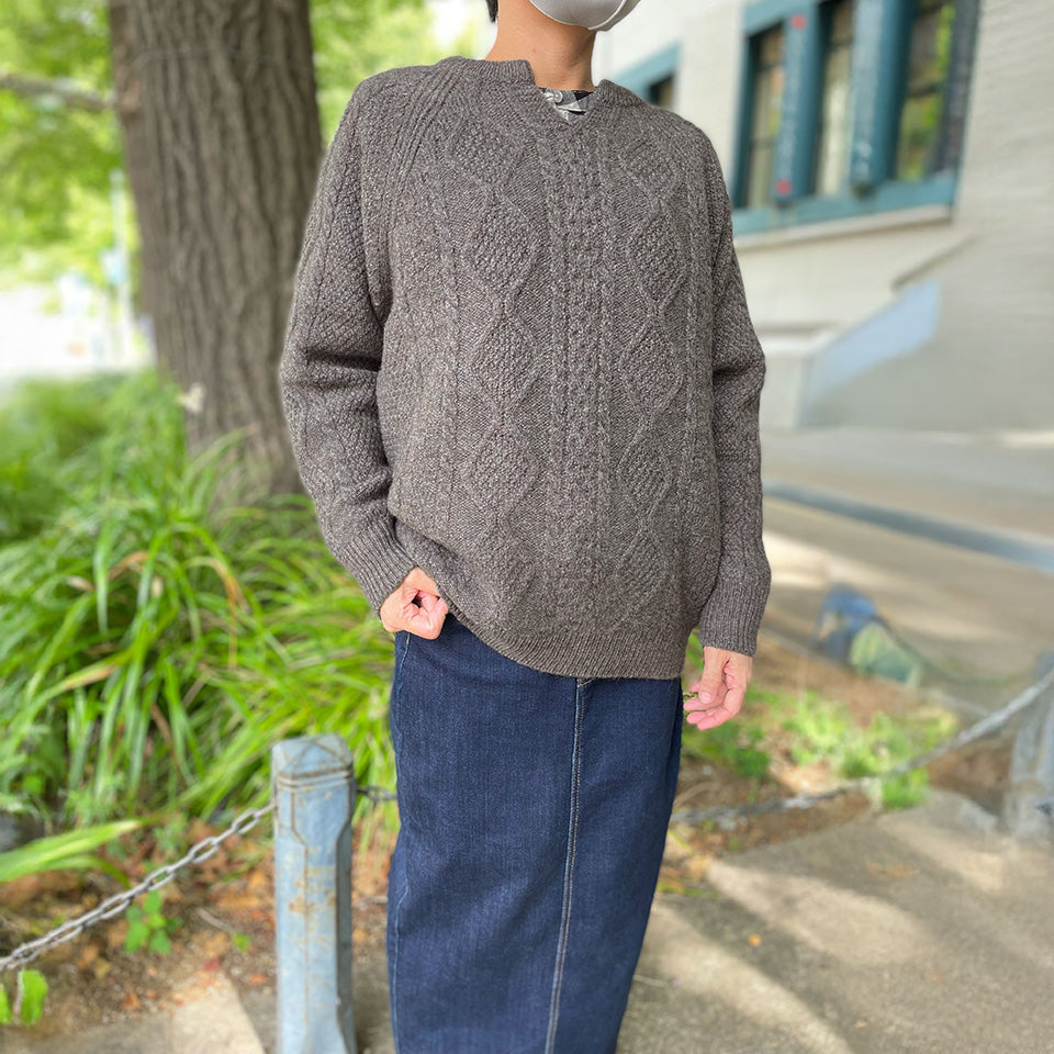 五泉ニット ウール ローゲージ セーター アラン柄 サイフク