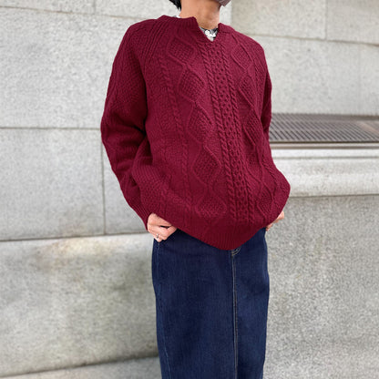 五泉ニット ウール ローゲージ セーター アラン柄 サイフク