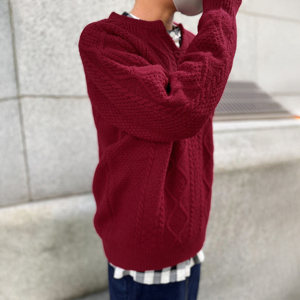 五泉ニット ウール ローゲージ セーター アラン柄 サイフク