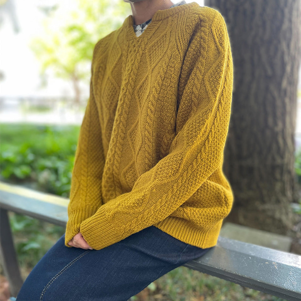 五泉ニット ウール ローゲージ セーター アラン柄 サイフク