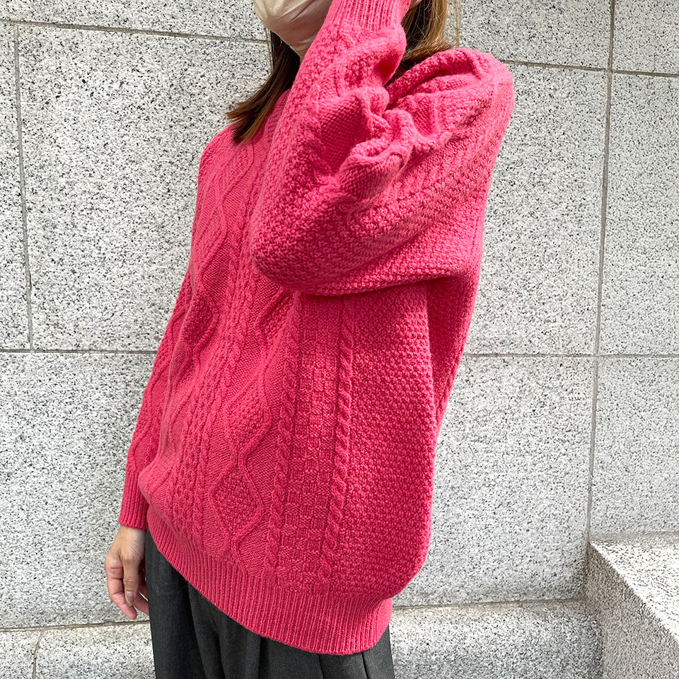 五泉ニット ウール ローゲージ セーター アラン柄 サイフク