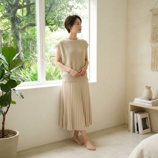 五泉ニット ゆったりベスト 洗える和紙