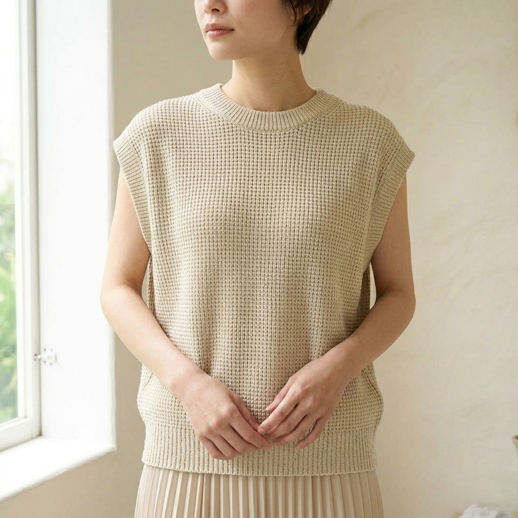 五泉ニット ゆったりベスト 洗える和紙