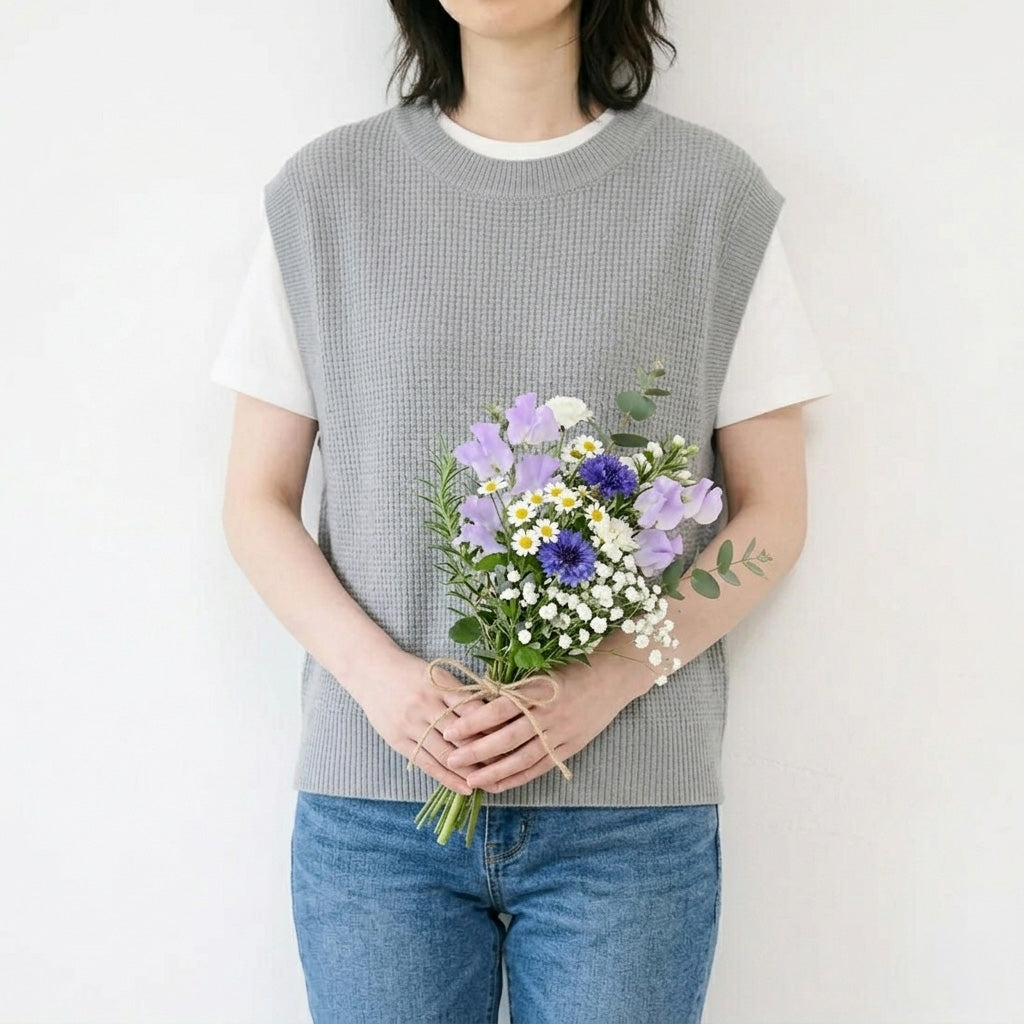 五泉ニット ゆったりベスト 洗える和紙