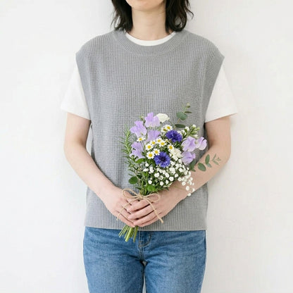 五泉ニット ゆったりベスト 洗える和紙