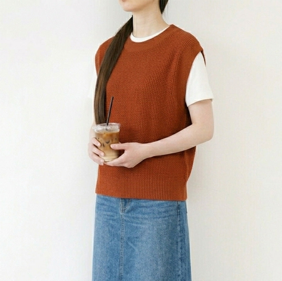 五泉ニット ゆったりベスト 洗える和紙