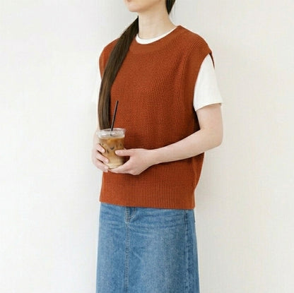 五泉ニット ゆったりベスト 洗える和紙