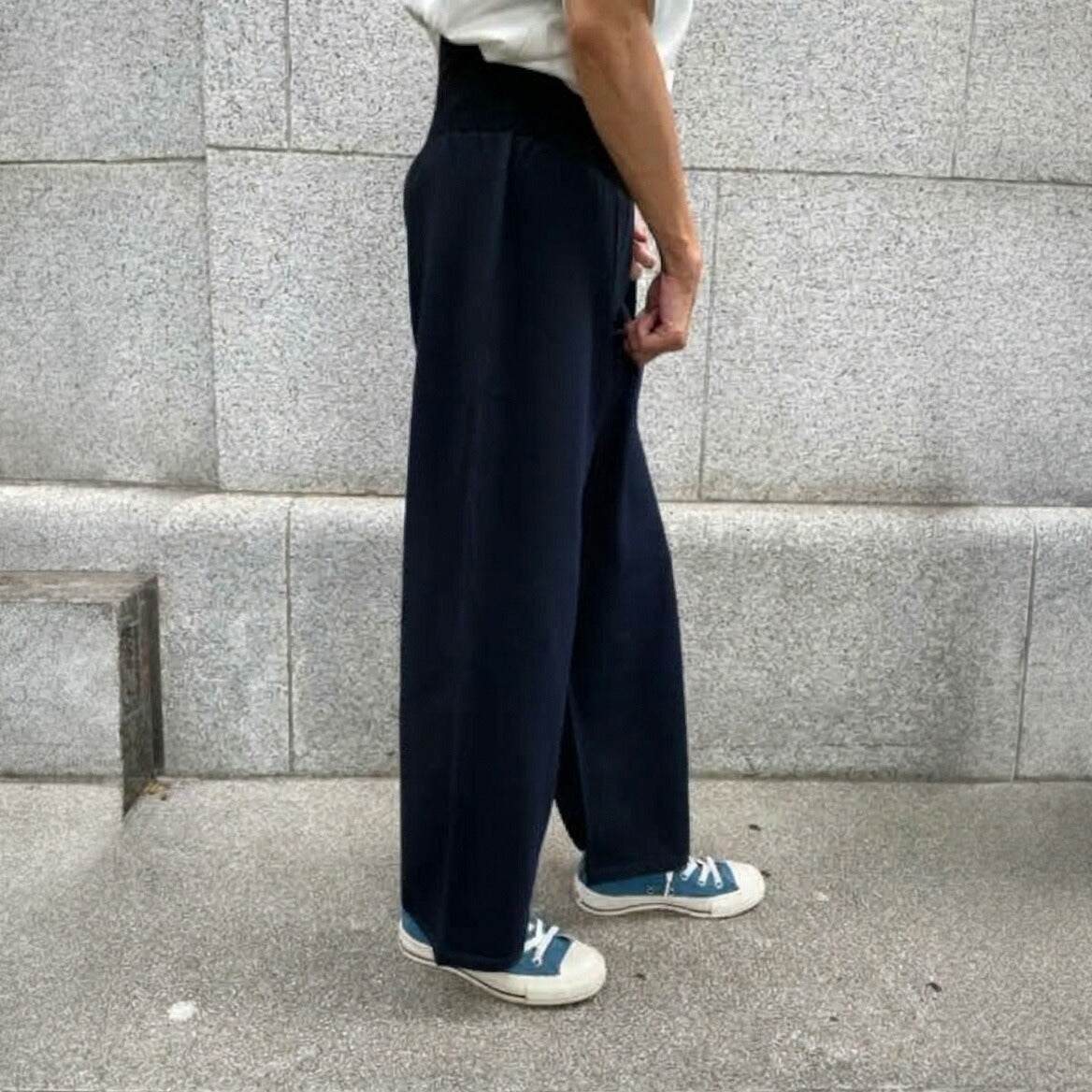 五泉ニット のびるニット ワイドパンツ レディース お腹らくらく