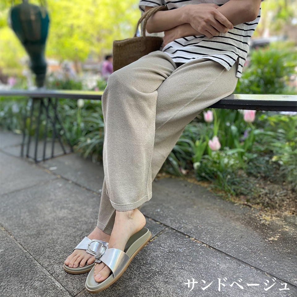 五泉ニット のびるワイドパンツ さらさら綿麻 レディース
