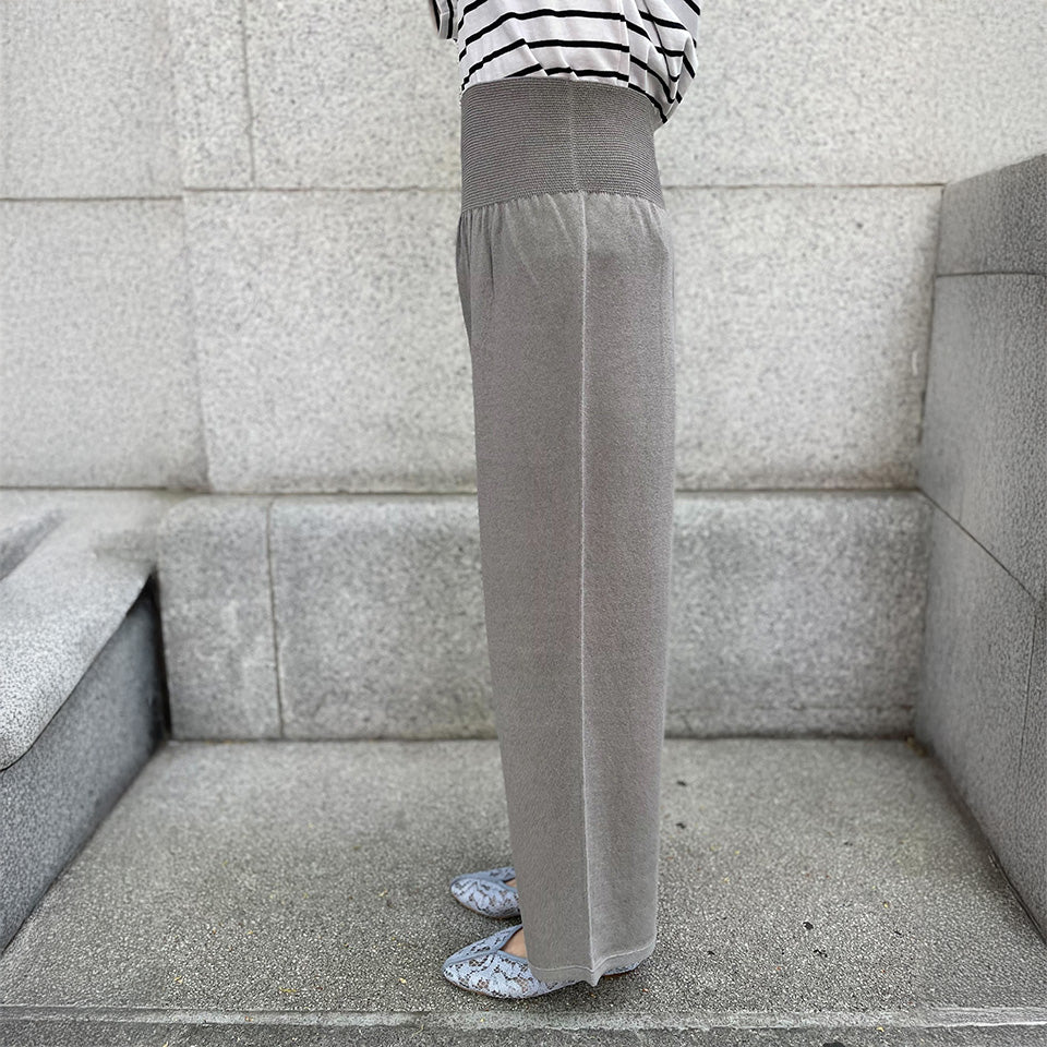 五泉ニット のびるワイドパンツ さらさら綿麻 レディース