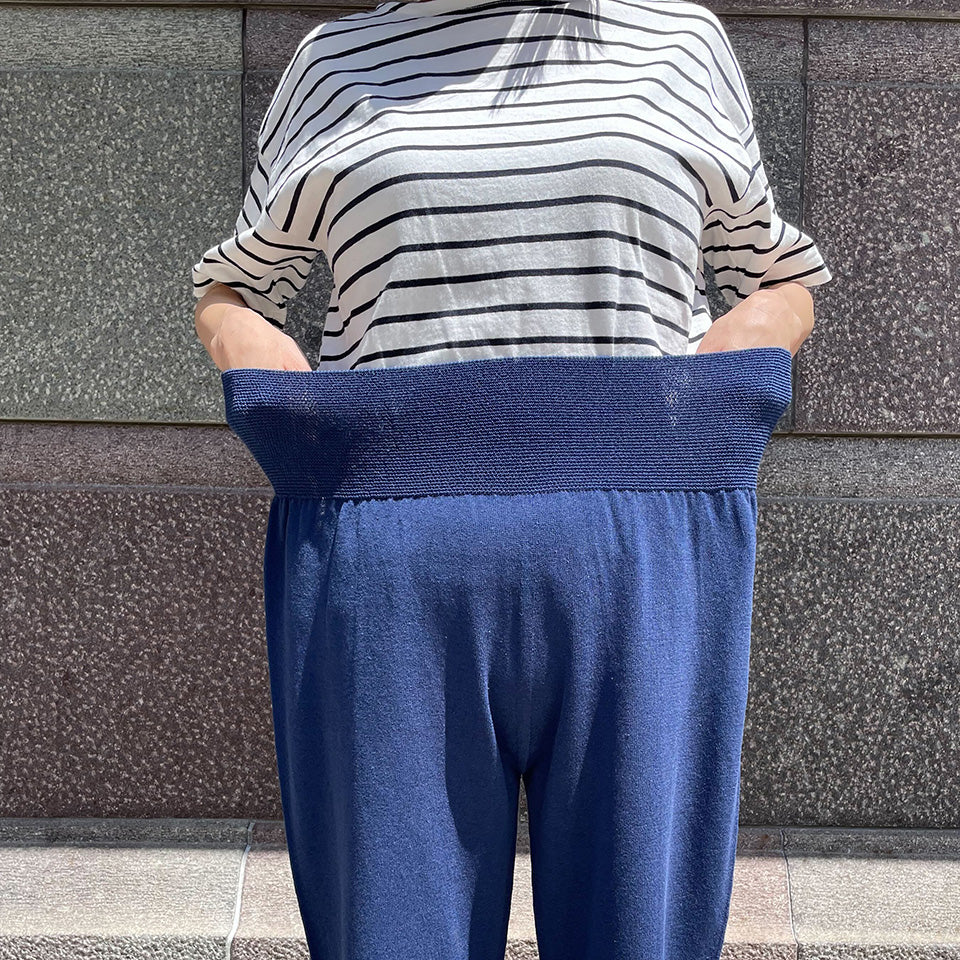 五泉ニット のびるワイドパンツ さらさら綿麻 レディース