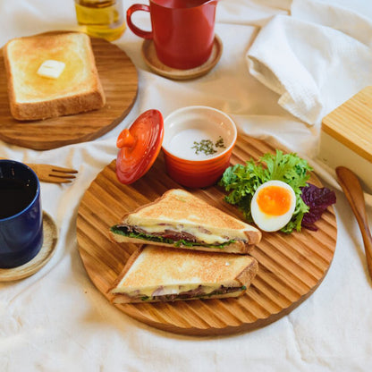 トーストプレート 木製 波乗りパン皿 国産山桜 朝食プレート カッティングボード