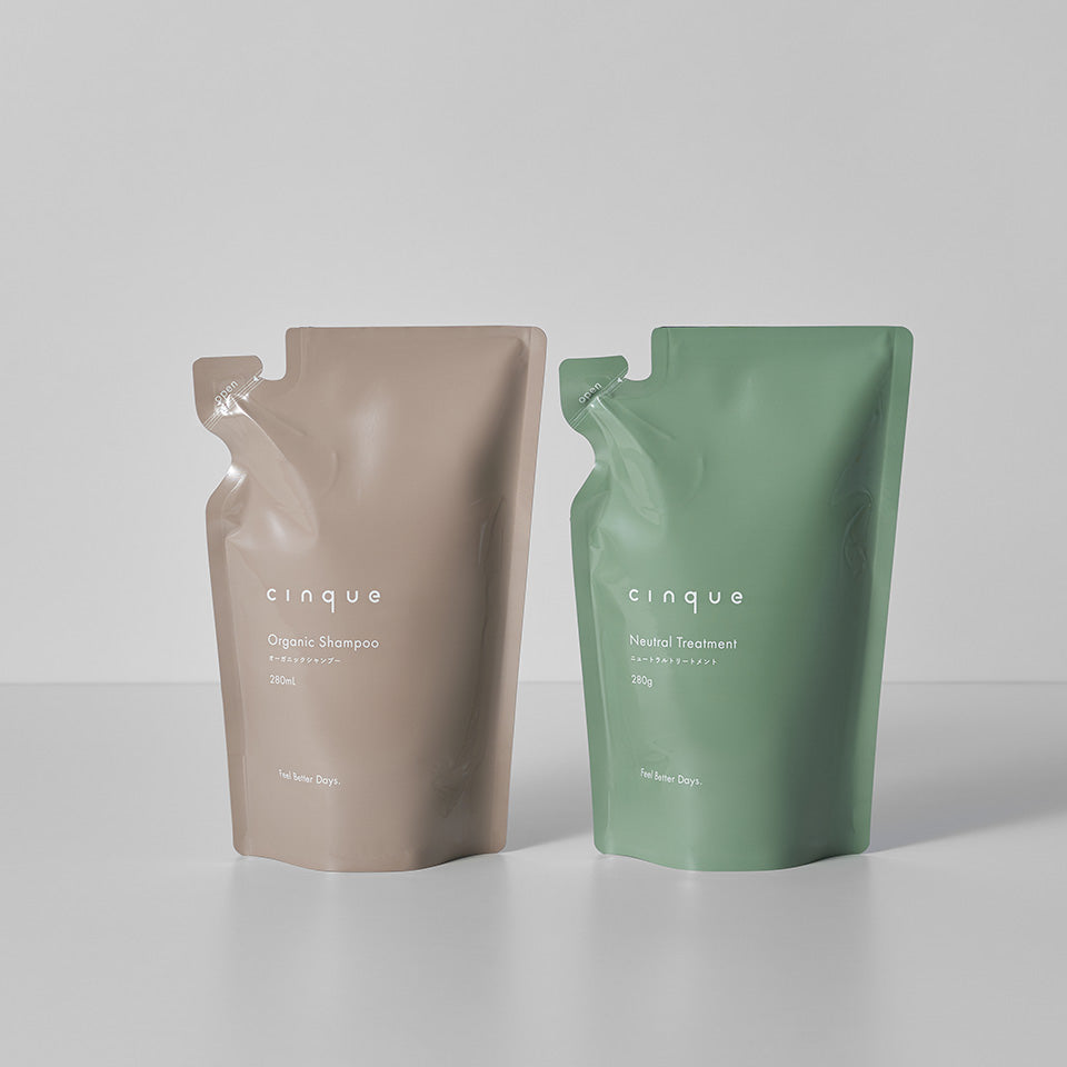 cinque オーガニックシャンプー トリートメント 詰め替え用 280ml ノンシリコン