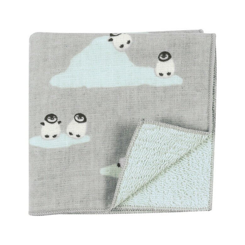 和ハンドタオル ハンカチ ガーゼ パイル 動物 型染め うさぎ 猫 犬 シマエナガ