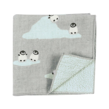 和ハンドタオル ハンカチ ガーゼ パイル 動物 型染め うさぎ 猫 犬 シマエナガ