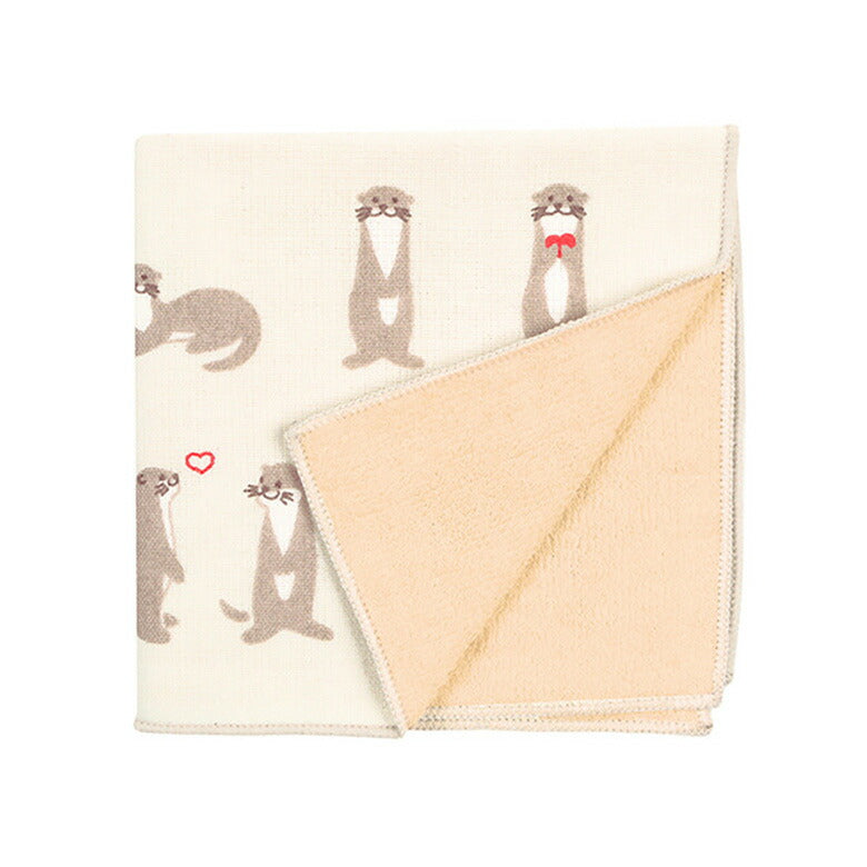 和ハンドタオル ハンカチ ガーゼ パイル 動物 型染め うさぎ 猫 犬 シマエナガ