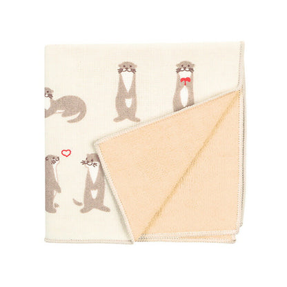 和ハンドタオル ハンカチ ガーゼ パイル 動物 型染め うさぎ 猫 犬 シマエナガ