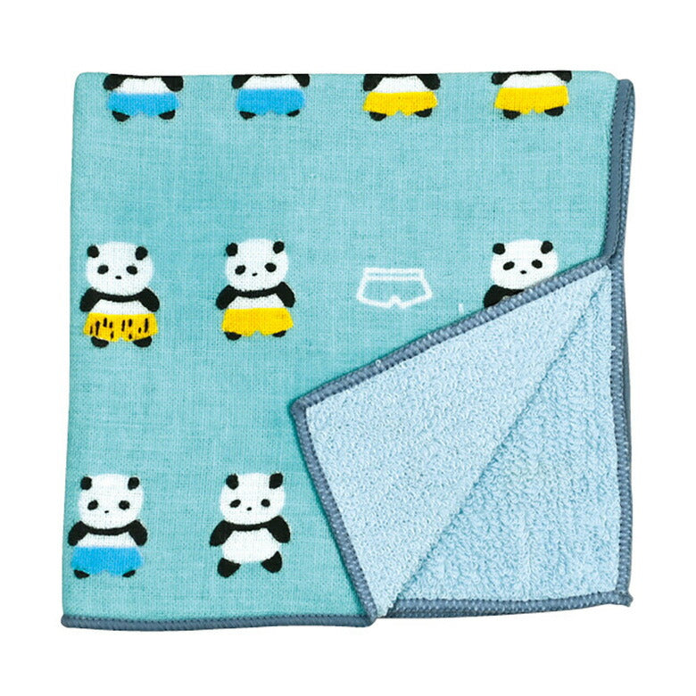 和ハンドタオル ハンカチ ガーゼ パイル 動物 型染め うさぎ 猫 犬 シマエナガ