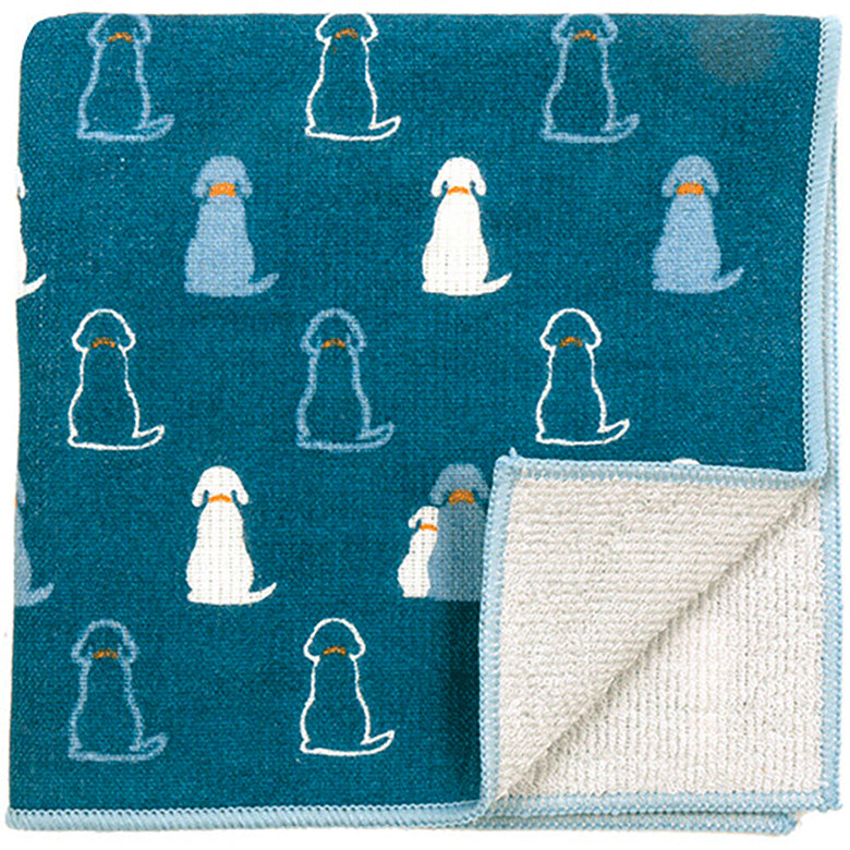 和ハンドタオル ハンカチ ガーゼ パイル 動物 型染め うさぎ 猫 犬