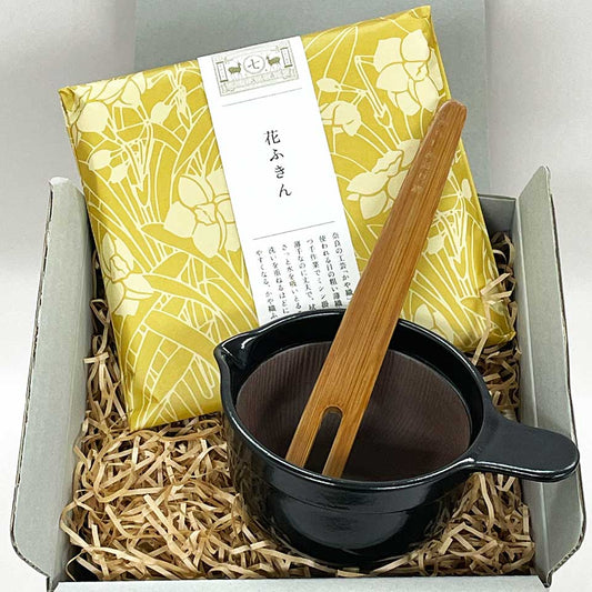 かもしか道具店 なっとうバチ ギフトセット 選べる花ふきん ロゴ刻印箱入り