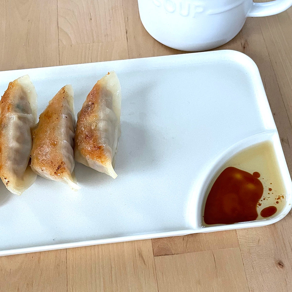 かもしか道具店 醤油の仕切り皿 プレート 餃子 刺身 焼物皿 長角皿 和食器