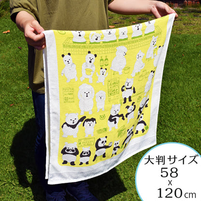 パンダ銭湯 薄手バスタオル 大きな手拭い