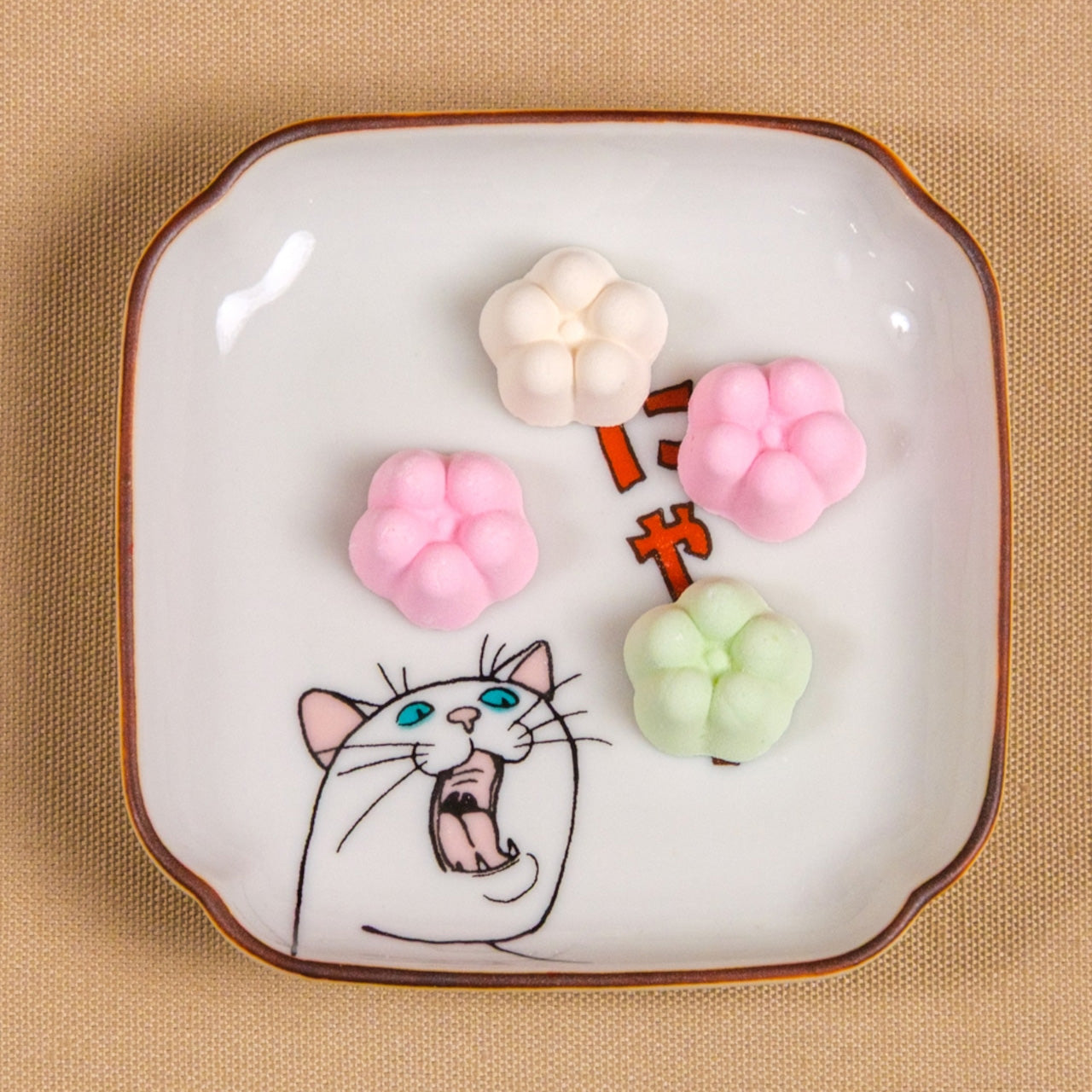 ネコジェラシー 角小皿 猫 ねこ 九谷焼 KUTANI SEAL クタニシール