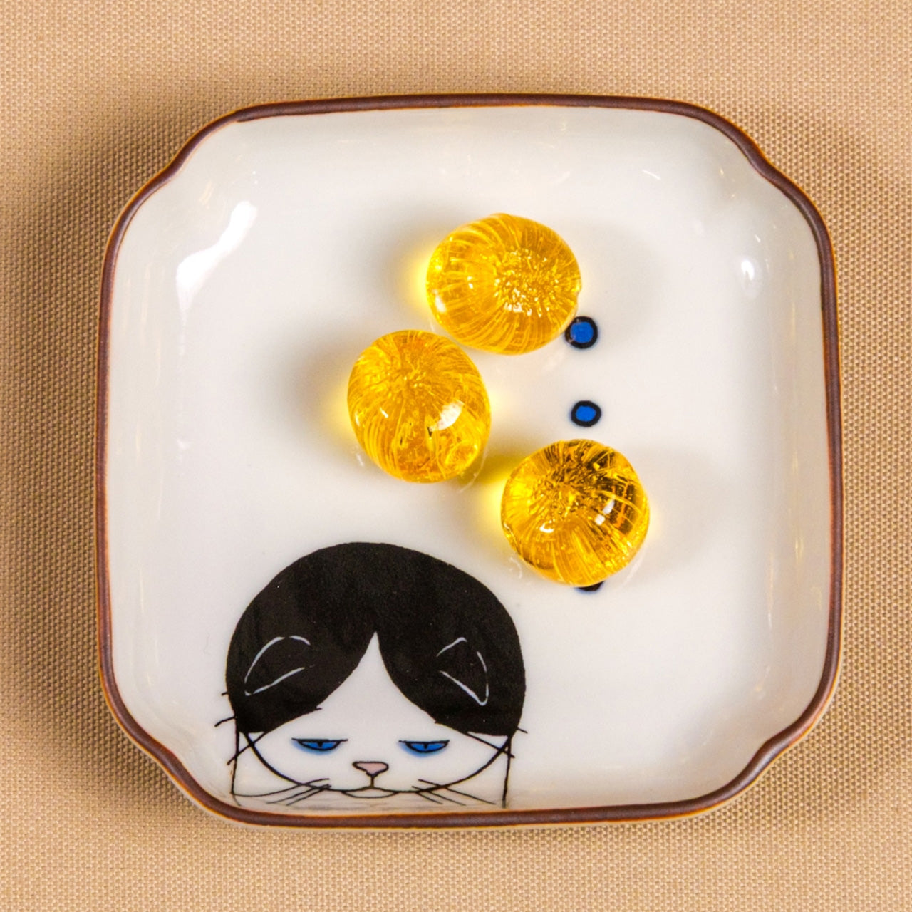 ネコジェラシー 角小皿 猫 ねこ 豆皿 取り皿 九谷焼 KUTANI SEAL