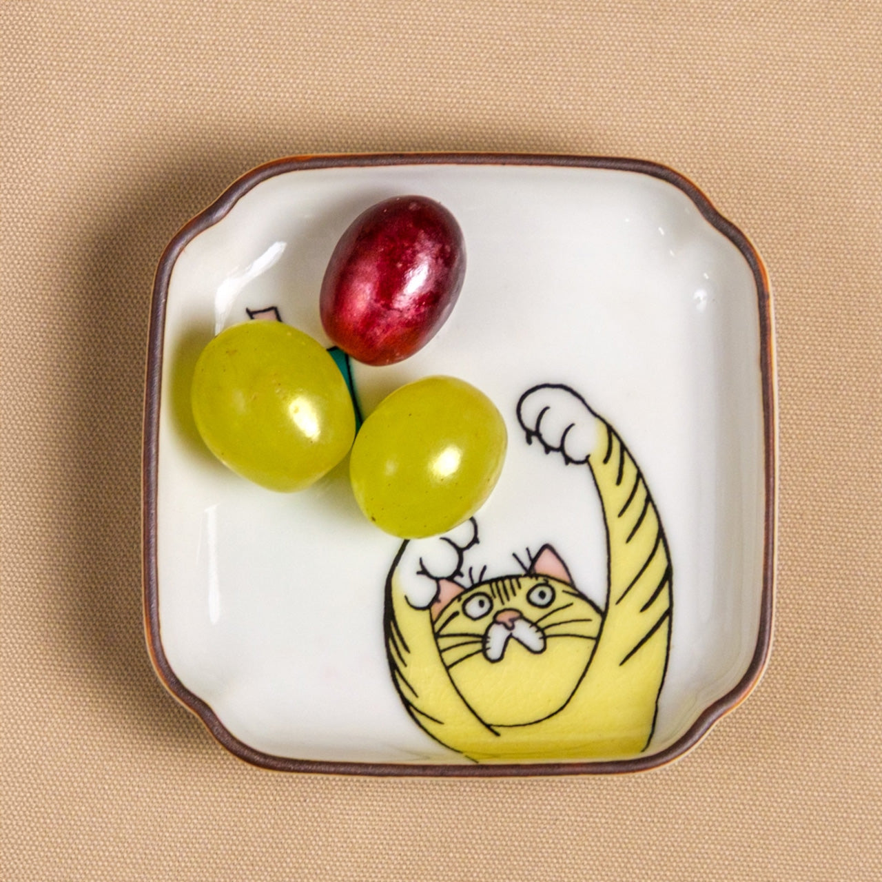 ネコジェラシー 角小皿 猫 ねこ 豆皿 取り皿 九谷焼 KUTANI SEAL