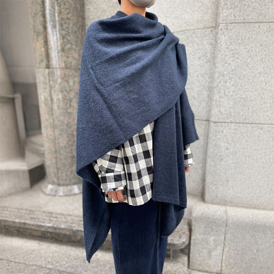 サイフク 五泉ニット tate 羽織るポンチョ なめらかアルパカ 大きな