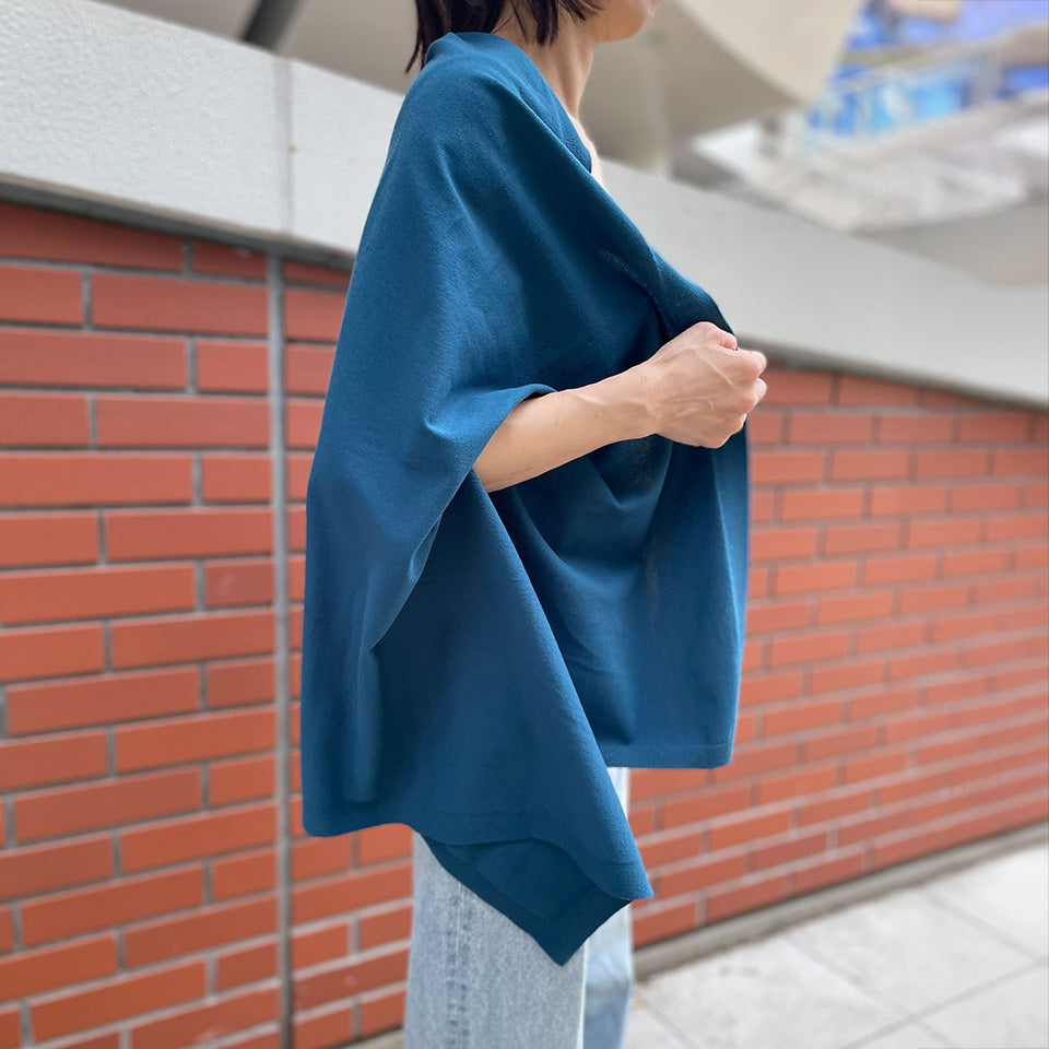 五泉ニット ストールポンチョ UVカットボタン付き 紫外線対策 nico はおり カーディガン
