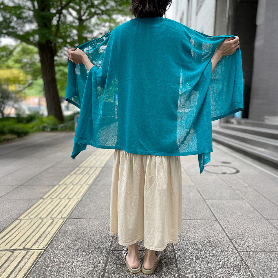 五泉ニット 夏のストールポンチョ 麻 グラデーション カーディガン は