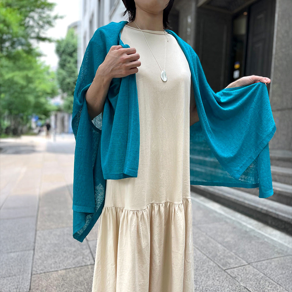 五泉ニット 夏のストールポンチョ 麻 グラデーション