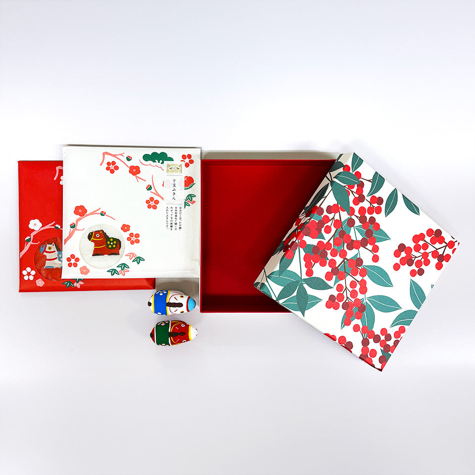 紅白干支セット 2026 みくじ2体・紅白干支ふきん ボックス入りセット