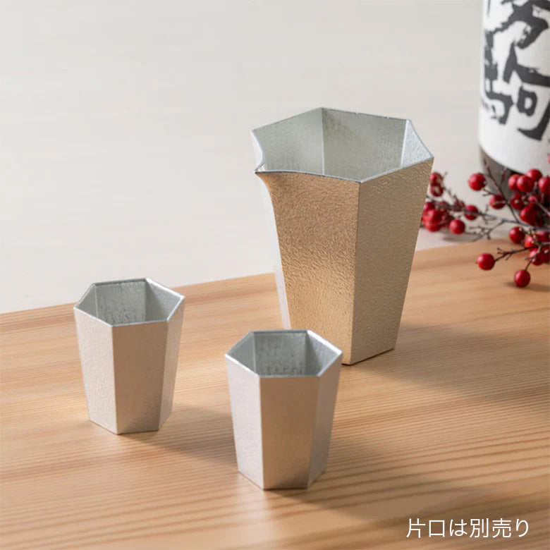 錫のぐい呑み 六角形 酒器 猪口 グラス 能作 FOUR SEASONS FOR YOU