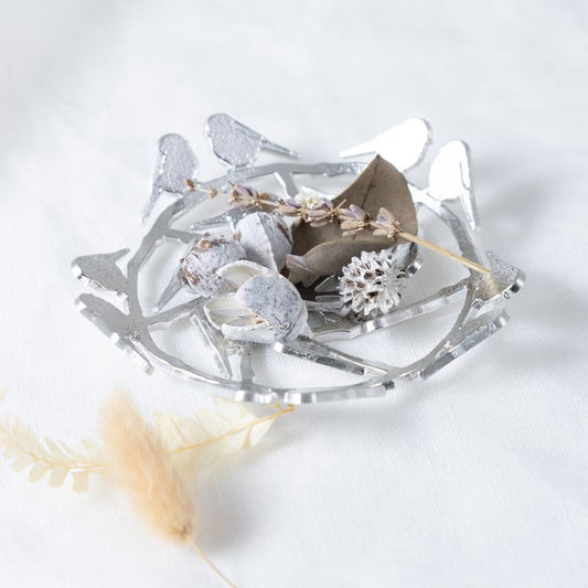 能作 シマエナガ 小鳥 マルチプレート 錫製