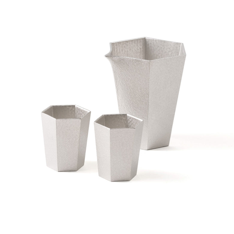 錫の片口・ぐい呑みセット 六角形 酒器 徳利 猪口 グラス 能作 FOUR