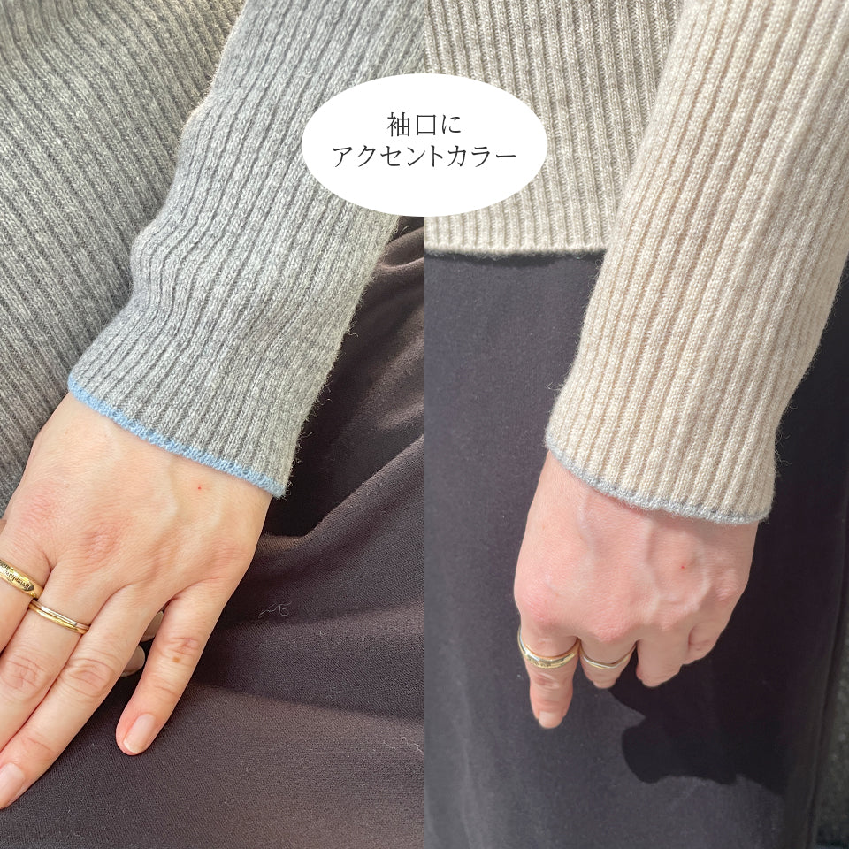 五泉ニット セーター ハイネック リブ ウールカシミヤ