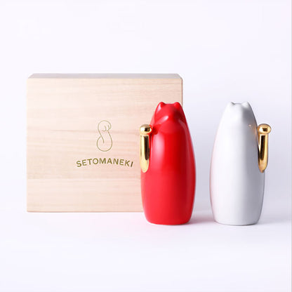 おしゃれな招き猫 2個セット 桐箱入り SETOMANEKI