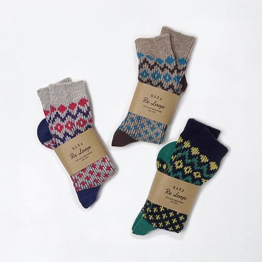奈良の靴下屋さんが作った あったかウール ソックス ノルディック柄 SOUKI ReLoop