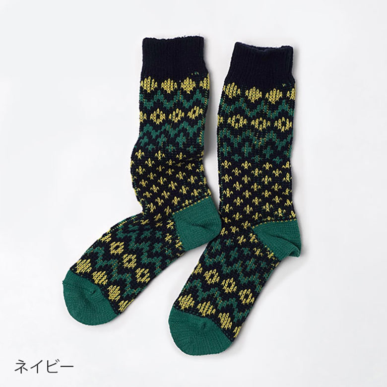 奈良の靴下屋さんが作った あったかウール ソックス ノルディック柄