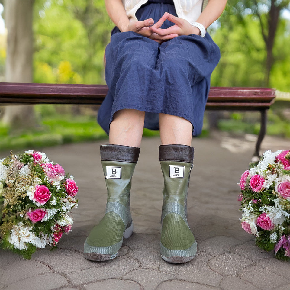 2025限定カラー 日本野鳥の会 ショート レインブーツ 長靴 カーキ